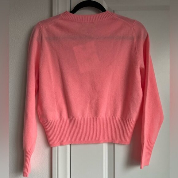 NWT J Crew Cropped Cashmere Crewneck Sweater in Brilliant Peony Small - Picture 8 of 8